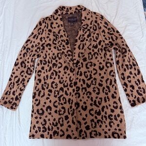 Beautiful wool blend leopard print sweater coat